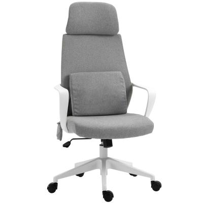 Vinsetto Office Swivel Chair w/ Massage function Lumbar Cushion Adjustable seat & headrest height - White/Grey