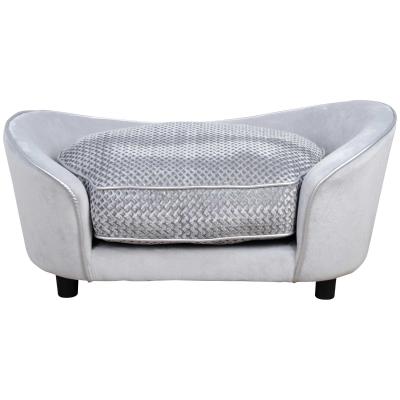 PawHut Pet Sofa Small Sized Dog Sponge Cushioned Soft Plush Bed Lounge Gray