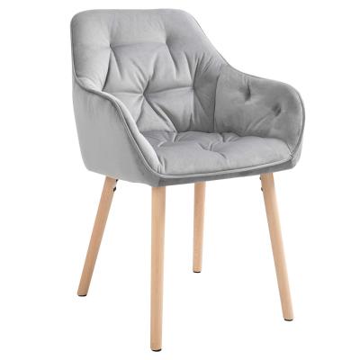 HOMCOM Tufted Dining Chairs Velvet-Touch Fabric Accent Chairs with Wood Legs