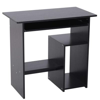 HOMCOM Compact Small Computer Table Wooden Desk Keyboard Tray Storage Shelf Corner
