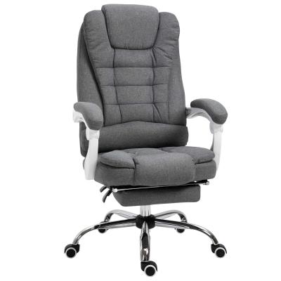 Vinsetto Linen Ergonomic Office Chair w/ Retractable Footrest