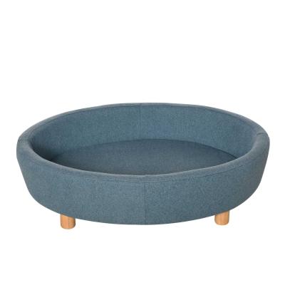 PawHut Pet Sofa Soft Couch Sponge Cushioned Bed Wooden legs, Light Blue