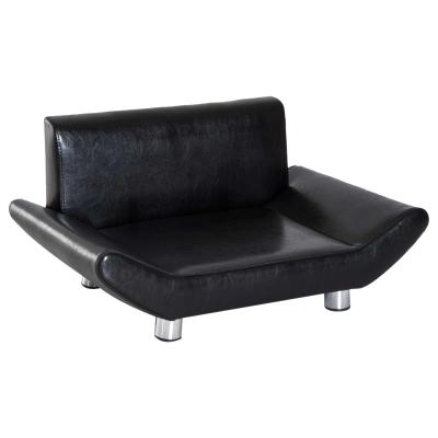 PawHut Pet Sofa Couch Bed, Luxury PU Leather, Wooden Frame-Black