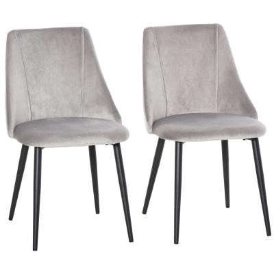 HOMCOM High Back Dining Chairs Modern Upholstered Velvet-Touch Accent Chairs