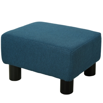 HOMCOM pufa pufa tapicerowana ława do salonu sypialni podnóżek materiał lniany pianka tworzywo sztuczne granatowy 40 x 30 x 24 cm