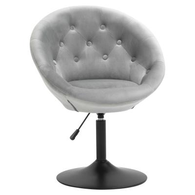 HOMCOM Dining Height Bar Stool Tufted Fabric Adjustable Height Armless Swivel Seat