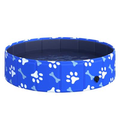PawHut Dog Swimming Pool Foldable Pet Bathing Shower Tub Padding Pool Φ80×20Hcm XS