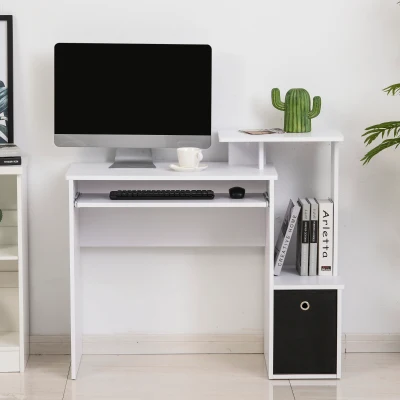 HOMCOM Particle Board Multi-Tier Computer Desk White