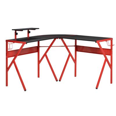 HOMCOM Corner Gaming Desk for Home Office w/ Monitor Stand Cup Holder Headphone Hook