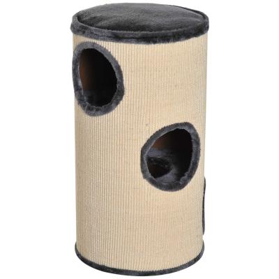 PawHut Cat Scratching Barrel Sisal Activity Center Post 3 Dens Observation Deck 70H cm