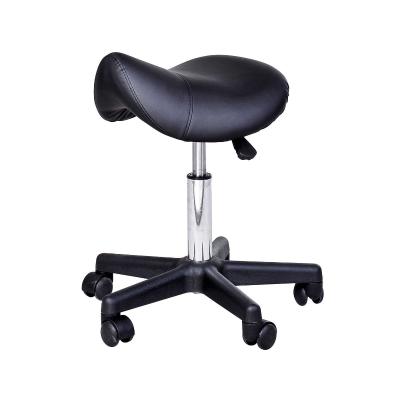 HOMCOM PU Leather Height Adjustable Saddle Stool Black