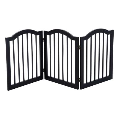 Pawhut Wooden Foldable Dog Gate Stepover Panel Pet Fence Freestanding Safety Barrier for the House, Doorway, Stairs - Black