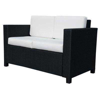 Outsunny 2-Seater Double Couch Loveseat Wicker Black Garden