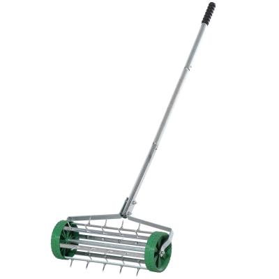 Outsunny Metal 5 Spike Lawn Aerator Roller Green