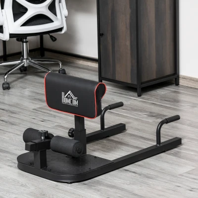 HOMCOM Squat Machine with Push Up Stand, Padded Hip Thrust Bench with Adjustable Cushion for Home Gym Work Out, Black