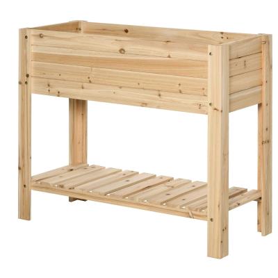 Outsunny Wooden Raised Plant Stand Outdoor Flower Bed Box with Clapboard 100 x 40 x 84cm