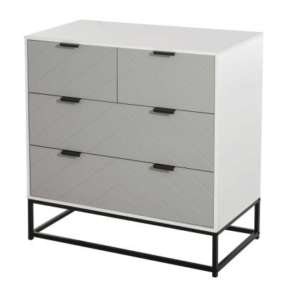 HOMCOM Chest of Drawers Particle Board 3-Tier Drawer Carbinet Grey/White