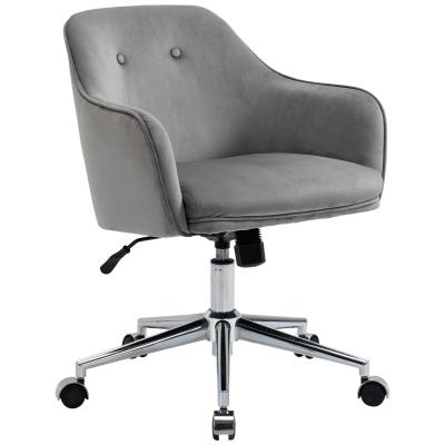 Vinsetto bureaustoel met schommelfunctie hoofdsteun kantoor aan huis kantoorstoel in hoogte verstelbare bureaustoel ergonomisch 360° zwenkwielen fluweelzacht nylon grijs 61 x 59 x 80,5-90,5 cm