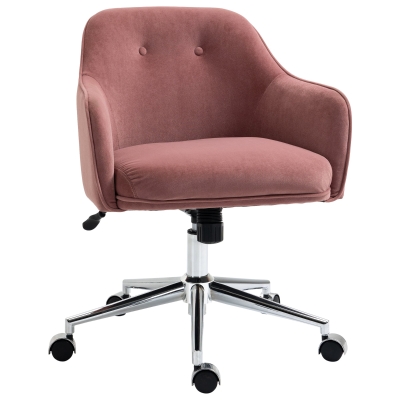 Vinsetto krzesło biurowe z funkcją przechylania krzesło do domowego biura z regulacją wysokości krzesło do biurka ergonomiczne kółka obracane o 360° aksamitny w dotyku poliester nylon kolor czerwony 61 x 59 x 80,5-90,5 cm