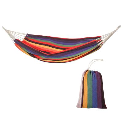 Outsunny Hamaca de Algodón Colgante 290x150 cm Carga 150 kg Individual Portátil con Bolsa de Transporte para Acampar Exteriores Viaje Multicolor