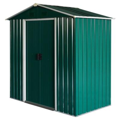 Outsunny Caseta de Jardín 2,2 m² Cobertizo de Acero Galvanizado para Almacenamiento de Herramientas con Puerta Corrediza 194x110x184 cm Verde