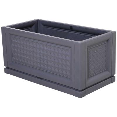 Outsunny Jardinera Plástica Maceta para Flores Rectangular con Agujeros de Drenaje y Profundidad Extra 60x30x29 cm Gris/Marrón