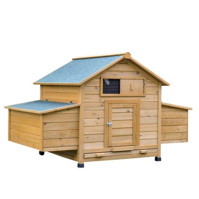 PawHut Gallinero Grande de Madera de Abeto con Bandeja Extraíble Resistente a la Intemperie con 2 Nidos con Techo Abatible 150x100x96.5cm