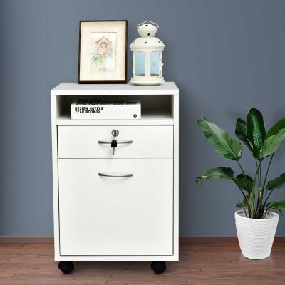 HOMCOM Cajonera para oficina con 4 ruedas cajón con cerradura estante y armario 40x35x60cm Máximo 25kg