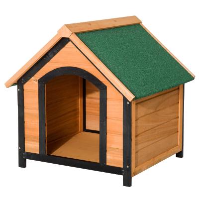 PawHut Caseta de Madera Maciza para Perro - Casa de Perro Impermeable con Patas Elevadas para Interior y Exterior -72x76x76cm