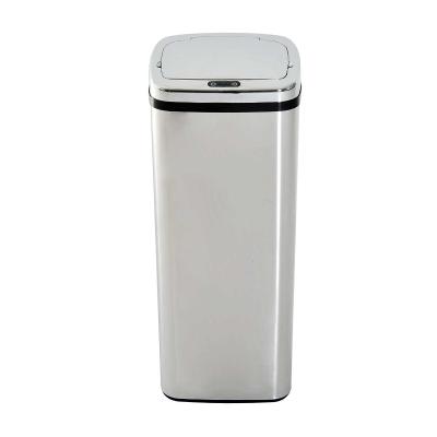HOMCOM Papelera 50L Cubo de Basura Inteligente Color Plateado Acero Inoxidable 33 x 25 x 84cm