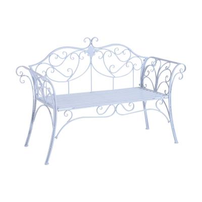 Outsunny Banco de Jardín para 2 Personas de Metal para Exterior 133 x 51.5 x 90cm Blanco