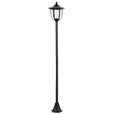 Outsunny Farola Solar con Panel Cargar Batería Protección al Ambiente 6 LED Encendido Automático de 6-8 Horas Instalar Fácil Negro 26,5x177cm DiámxAL