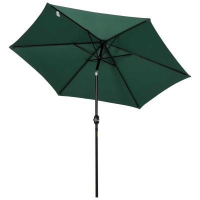 Outsunny Sombrilla Parasol Reclinable con Manivela de Aluminio con Tela de Poliéster para Jardín Patio Terraza - Φ2.7x2.35m Verde