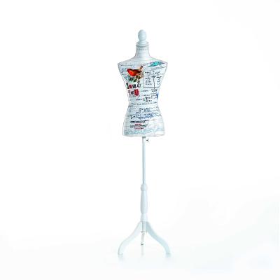 HOMCOM Maniquí Femenino de Costura Busto de Señora para Modistas Exhibición con Altura Ajustable a 130-168 cm Base de Trípode Blanco