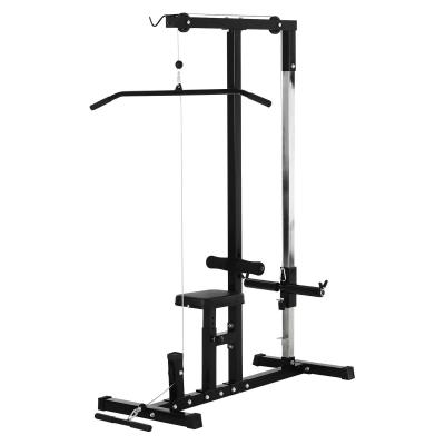 HOMCOM Máquina de Musculación Estación de Entrenamiento con Polea y Asiento Regulable para Gimnasio Hogar Oficina 103x120x180cm Negro