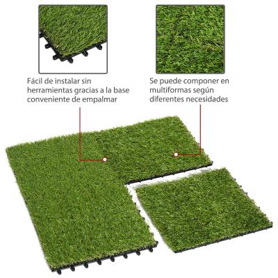 Outsunny Césped Artificial con Altura de Hierba 25mm Tipo Alfombra o Estera de Hierba Sintética de Exterior para Jardín y Terraza 30x30x3,5cm (Modelo 1: 10 piezas)
