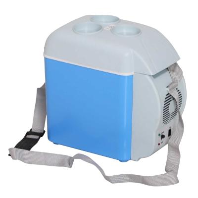 HOMCOM Nevera Termoeléctrica Portátil 7.5L de Coche Mini Nevera Eléctrica con 2 Funciones para Enfriar para Interior y Exterior Azul y Gris