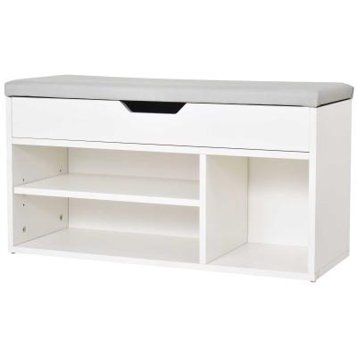 HOMCOM Armario Zapatero para Almacenamiento Banco de Zapatero Organizador con Asiento Estantes Cajón y Cojín Dos Niveles para Entrada y Recibidores Moderno Carga Max 120kg 80x30x43cm Blanco