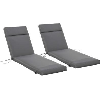 Outsunny Set of 2 Sun Lounger Cushion Non-Slip Seat Pads for Indoor Outdoor Grey