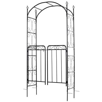 Outsunny Arco de Jardín con Doble Puerta Enrejado de Metal 108x45x215 cm con Cerradura para Plantas Trepaderas Enredaderas Exterior Patio Césped Boda Color Negro Mate