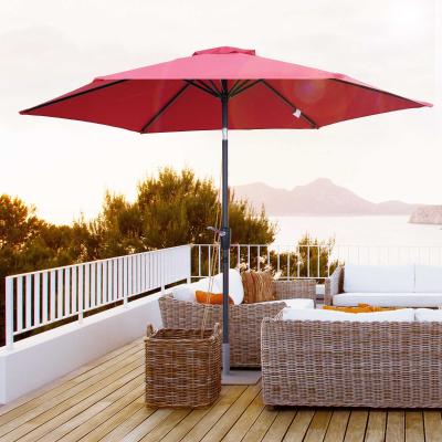 Outsunny Sombrilla Parasol Reclinable con Manivela de Aluminio con Tela de Poliéster para Jardín Patio Terraza - Φ2.7x2.35m Rojo oscuro