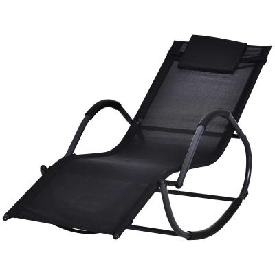 Outsunny Mecedora para Exterior Tumbona con Reposabrazos y Función Balancín para Terraza 160x61x79 cm Negro