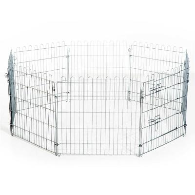 PawHut Parque para Mascotas Valla Corral 8 Vallas 76x63cm + Puerta Entrenamiento Perros