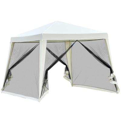 Outsunny Carpa Pabellón de Jardín 3x3x2,45m Carpa con Mosquitero Exterior Gazebo de Acero Poliéster al Aire Libre Color Beige