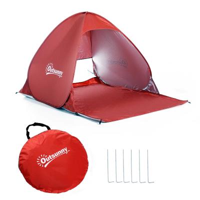Outsunny Tienda de Campaña Pop-Up Instantánea y Portátil con Ventanas tipo Refugio para Playa Picnic y Camping con Protección Solar UV 200x150x115cm Rojo