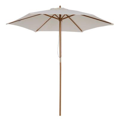 Outsunny Sombrilla Parasol para Terraza Playa Jardín Piscina Patio Camping - Color Crema - Poliéster Madera - 250x225 cm