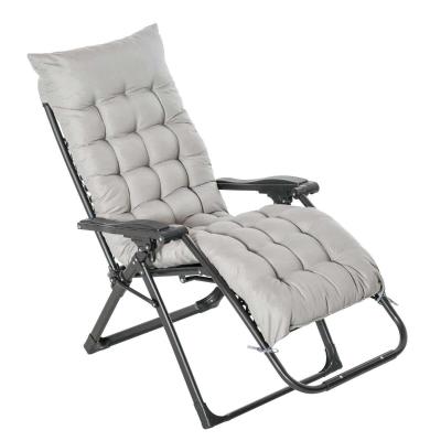Outsunny Tumbona Plegable Silla Reclinable con Cojín Extraíble Acolchado de Texteline para Patio Playa Jardín Carga 120 kg 90x65x110 cm Gris
