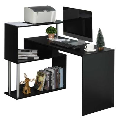 HOMCOM Escritorio de Esquina en Forma de L Mesa de Ordenador con Estantes de 3 Niveles de Almacenaje para Oficina o Estudio 120x80x97 cm Negro