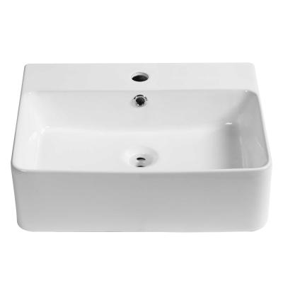 kleankin Lavabo Rectangular Lavamanos para Baño Sobre Encimera de Cerámica de Alta Temperatura con Diseño Nórdico 52x42x15,5 cm Blanco