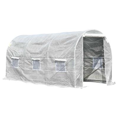 Outsunny Invernadero de Jardín 4x2x2m Huerto Tipo Túnel 6 Ventanas Cultivos Plantas y Verduras Cubierta PE 140g/㎡